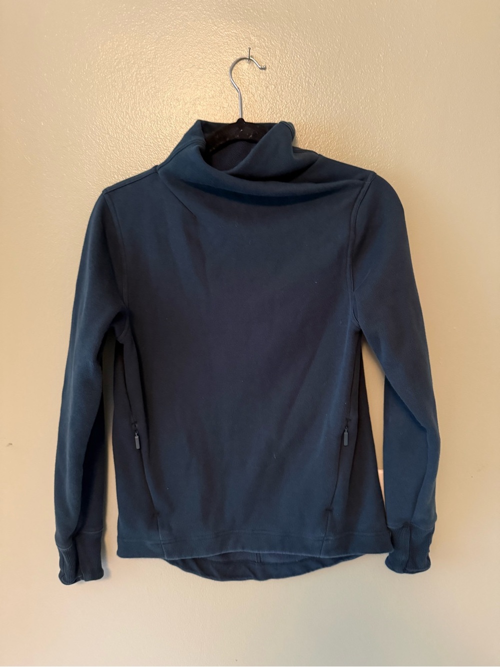 Athleta Cozy Karma Twist Neck Navy Funnel Neck Sweater